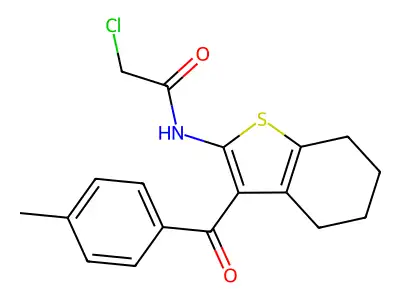 2-chloro-N-[3-(4-methylbenzoyl)-4,5,6,7-tetrahydro-1-benzothiophen-2-yl]acetamide structure
