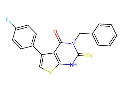 3-benzyl-5-(4-fluorophenyl)-2-sulfanyl-3H,4H-thieno[2,3-d]pyrimidin-4-one structure