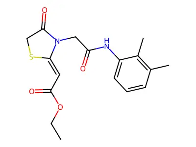 ethyl 2-(3-{[(2,3-dimethylphenyl)carbamoyl]methyl}-4-oxo-1,3-thiazolidin-2-ylidene)acetate structure