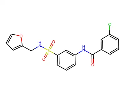 3-chloro-N-[3-(furan-2-ylmethylsulfamoyl)phenyl]benzamide structure