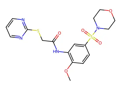 N-(2-methoxy-5-morpholin-4-ylsulfonylphenyl)-2-pyrimidin-2-ylsulfanylacetamide structure