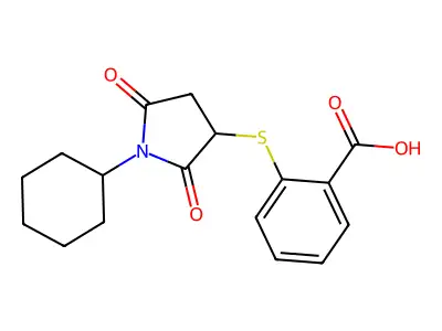 2-(1-Cyclohexyl-2,5-dioxoazolidin-3-ylthio)benzoic acid structure