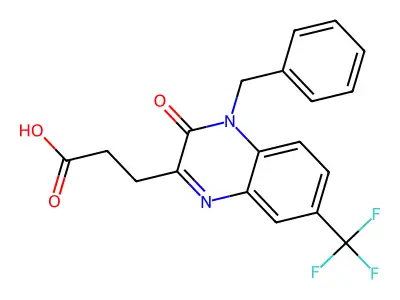 3-(4-Benzyl-3-oxo-7-trifluoromethyl-3,4-dihydro-quinoxalin-2-yl)-propionic acid structure