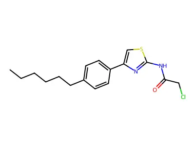 2-chloro-N-[4-(4-hexylphenyl)-1,3-thiazol-2-yl]acetamide structure