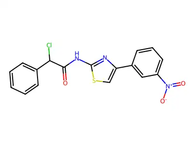 2-chloro-N-[4-(3-nitrophenyl)-1,3-thiazol-2-yl]-2-phenylacetamide structure