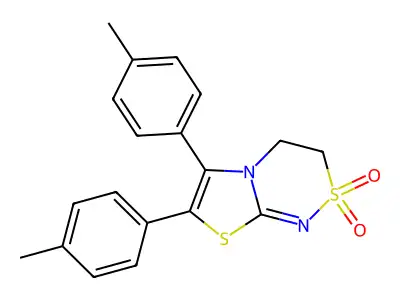 Thiazolo[2,3-c][1,2,4]thiadiazine, 3,4-dihydro-6,7-bis(4-methylphenyl)-, 2,2-dioxide structure