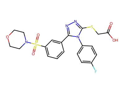 2-{[4-(4-fluorophenyl)-5-[3-(morpholine-4-sulfonyl)phenyl]-4H-1,2,4-triazol-3-yl]sulfanyl}acetic acid structure