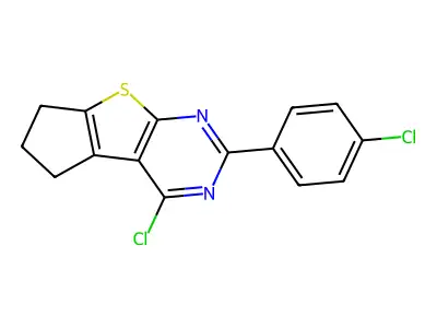 12-chloro-10-(4-chlorophenyl)-7-thia-9,11-diazatricyclo[6.4.0.0,2,6]dodeca-1(12),2(6),8,10-tetraene structure