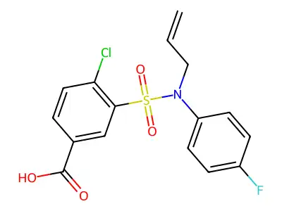 3-[Allyl-(4-fluoro-phenyl)-sulfamoyl]-4-chloro-benzoic acid structure