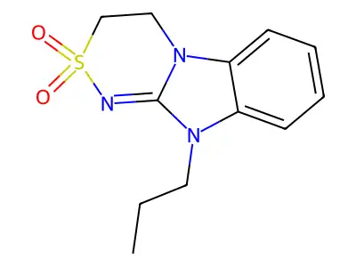 10H-[1,2,4]Thiadiazino[4,3-a]benzimidazole, 3,4-dihydro-10-propyl-, 2,2-dioxide structure
