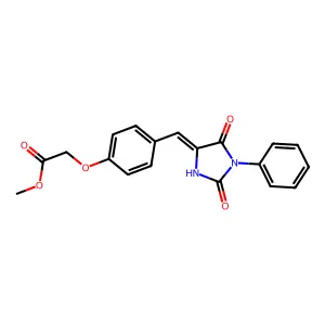 methyl {4-[(E)-(2,5-dioxo-1-phenylimidazolidin-4-ylidene)methyl]phenoxy}acetate structure