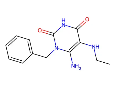 6-Amino-1-benzyl-5-(ethylamino)-1,2,3,4-tetrahydropyrimidine-2,4-dione structure