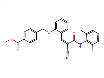 methyl 4-[(2-{2-cyano-2-[(2,6-dimethylphenyl)carbamoyl]eth-1-en-1-yl}phenoxy)methyl]benzoate structure
