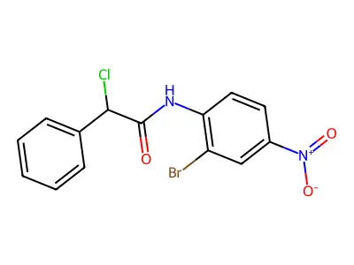 N-(2-bromo-4-nitrophenyl)-2-chloro-2-phenylacetamide structure