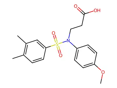 3-[N-(4-methoxyphenyl)3,4-dimethylbenzenesulfonamido]propanoic acid structure