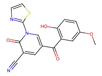 5-(2-hydroxy-5-methoxybenzoyl)-2-oxo-1-(1,3-thiazol-2-yl)-1,2-dihydropyridine-3-carbonitrile structure