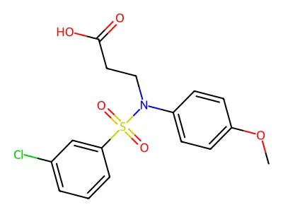 3-[N-(4-methoxyphenyl)3-chlorobenzenesulfonamido]propanoic acid structure