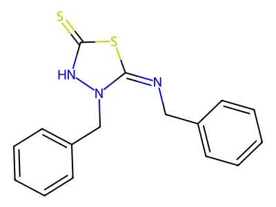 4-Benzyl-5-(benzylimino)-4,5-dihydro-1,3,4-thiadiazole-2-thiol structure