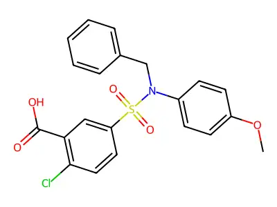 5-[Benzyl-(4-methoxy-phenyl)-sulfamoyl]-2-chloro-benzoic acid structure