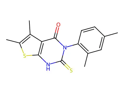 3-(2,4-dimethylphenyl)-5,6-dimethyl-2-sulfanyl-3H,4H-thieno[2,3-d]pyrimidin-4-one structure