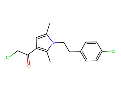 2-chloro-1-{1-[2-(4-chlorophenyl)ethyl]-2,5-dimethyl-1H-pyrrol-3-yl}ethan-1-one structure