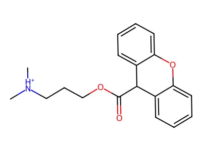 dimethyl-[3-(9H-xanthene-9-carbonyloxy)propyl]azanium structure