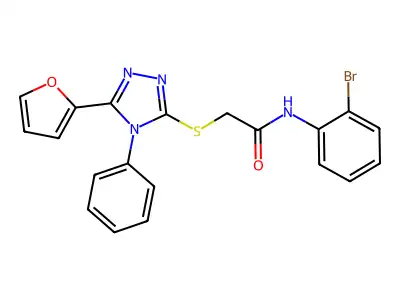 N-(2-bromophenyl)-2-[[5-(furan-2-yl)-4-phenyl-1,2,4-triazol-3-yl]sulfanyl]acetamide structure
