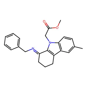methyl 2-(1-benzylimino-6-methyl-3,4-dihydro-2H-carbazol-9-yl)acetate structure