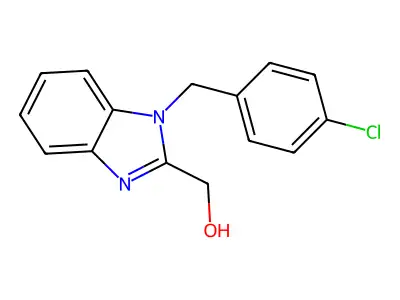 (1-((4-chlorophenyl)methyl)-1H-1,3-benzodiazol-2-yl)methanol structure