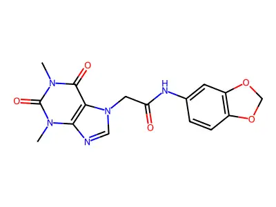N-(1,3-benzodioxol-5-yl)-2-(1,3-dimethyl-2,6-dioxopurin-7-yl)acetamide structure
