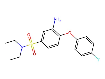 3-amino-N,N-diethyl-4-(4-fluorophenoxy)benzene-1-sulfonamide structure