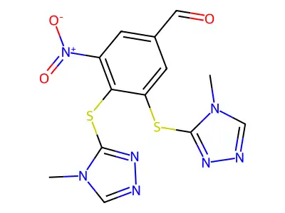 3,4-Bis[(4-methyl-1,2,4-triazol-3-yl)sulfanyl]-5-nitrobenzaldehyde structure