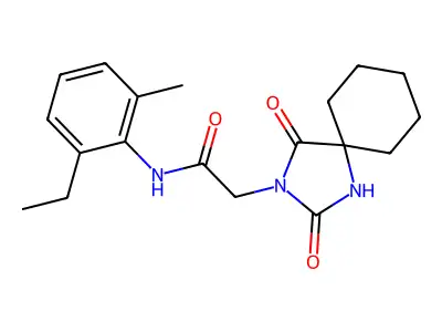 2-(2,4-dioxo-1,3-diazaspiro[4.5]decan-3-yl)-N-(2-ethyl-6-methylphenyl)acetamide structure