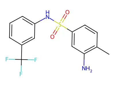 3-amino-4-methyl-N-[3-(trifluoromethyl)phenyl]benzenesulfonamide structure