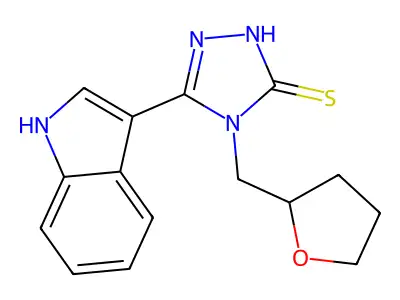 5-(1H-indol-3-yl)-4-(oxolan-2-ylmethyl)-4H-1,2,4-triazole-3-thiol structure