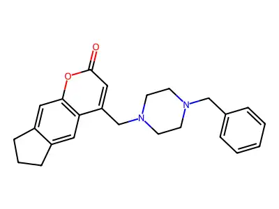 4-((4-benzylpiperazin-1-yl)methyl)-7,8-dihydrocyclopenta[g]chromen-2(6H)-one structure