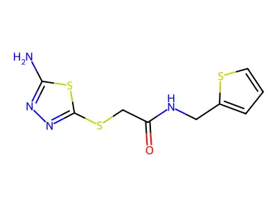 2-((5-Amino-1,3,4-thiadiazol-2-yl)thio)-N-(thiophen-2-ylmethyl)acetamide structure