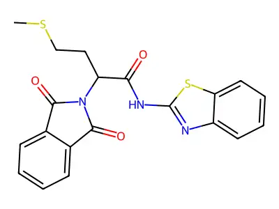 N-(1,3-benzothiazol-2-yl)-2-(1,3-dioxoisoindol-2-yl)-4-methylsulfanylbutanamide structure