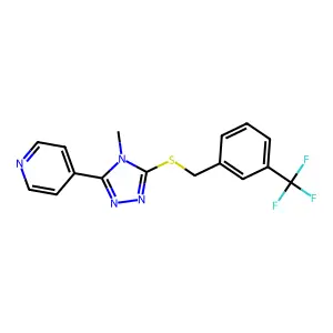 4-(4-methyl-5-{[3-(trifluoromethyl)benzyl]sulfanyl}-4H-1,2,4-triazol-3-yl)pyridine structure