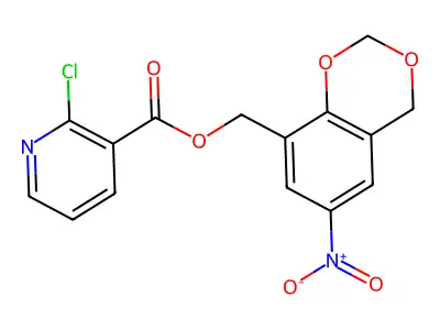 (6-Nitro-2,4-dihydro-1,3-benzodioxin-8-yl)methyl 2-chloropyridine-3-carboxylate structure