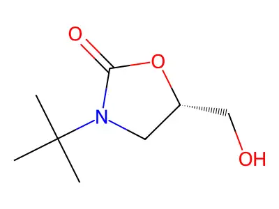 (s)-5-hydroxymethyl-3-t-butyl-2-oxazolidinone structure