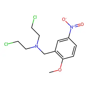 2-chloro-N-(2-chloroethyl)-N-[(2-methoxy-5-nitrophenyl)methyl]ethanamine structure