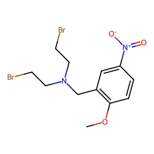 Benzylamine, N,N-bis(2-bromoethyl)-2-methoxy-5-nitro- structure