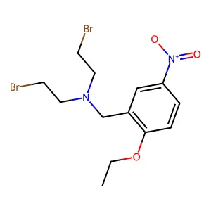 2-bromo-N-(2-bromoethyl)-N-[(2-ethoxy-5-nitrophenyl)methyl]ethanamine structure