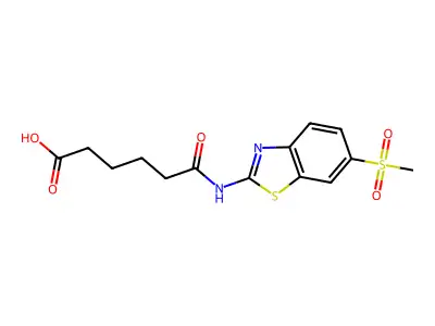 6-{[6-(Methylsulfonyl)-1,3-benzothiazol-2-yl]amino}-6-oxohexanoic acid structure