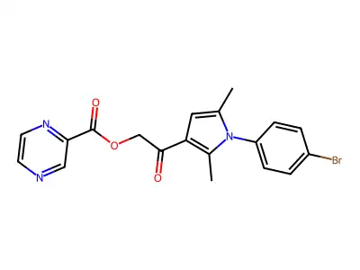 [2-[1-(4-bromophenyl)-2,5-dimethylpyrrol-3-yl]-2-oxoethyl] pyrazine-2-carboxylate structure