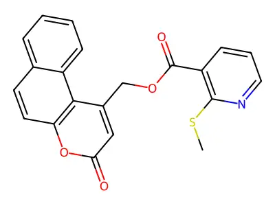 {3-oxo-3H-benzo[f]chromen-1-yl}methyl 2-(methylsulfanyl)pyridine-3-carboxylate structure