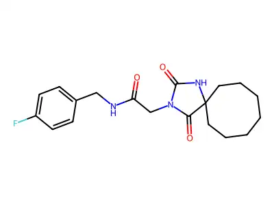2-(2,4-dioxo-1,3-diazaspiro[4.7]dodecan-3-yl)-N-[(4-fluorophenyl)methyl]acetamide structure