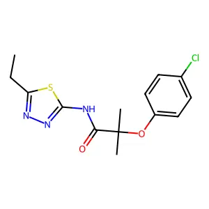 2-(4-chlorophenoxy)-N-(5-ethyl-1,3,4-thiadiazol-2-yl)-2-methylpropanamide structure