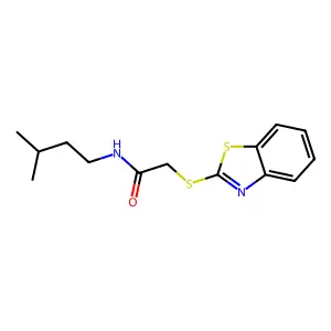 2-(1,3-benzothiazol-2-ylsulfanyl)-N-(3-methylbutyl)acetamide structure